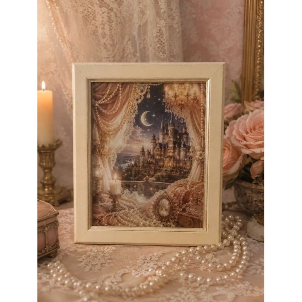Victorian-Inspired Ivory & Gold Fairytale Castle Frame